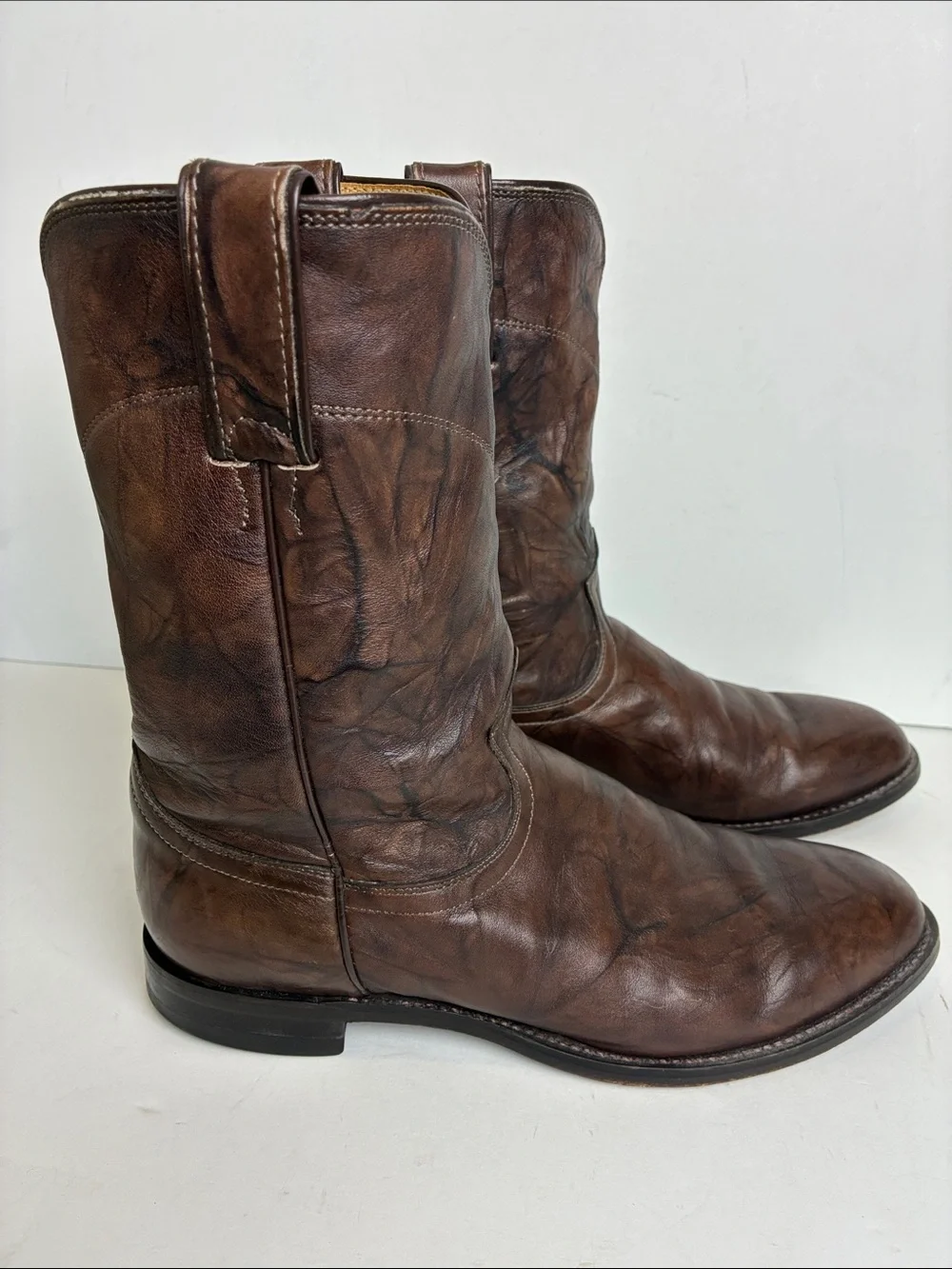 Justin Boots Classic Roper Jackson 3162 Dark Brown Mens Size 8.5 D Western Rodeo